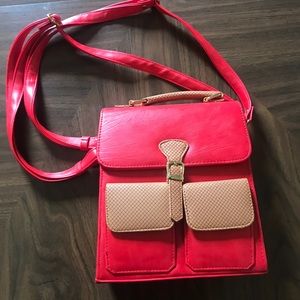 Italian red leather backpack